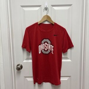 Ohio State Buckeyes Shirt Mens Red Short Sleeve Dri Fit Athletic Cut Nike- Small